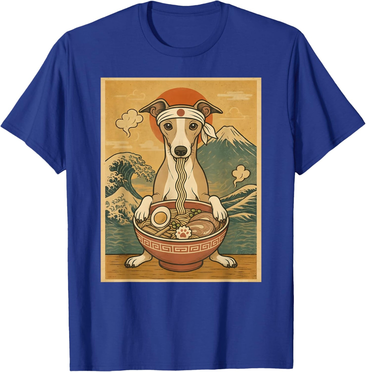 Kawaii Whippet Japanese Ramen Noodles T-Shirt - T-Shirt | Royal