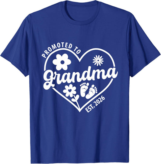 Promoted To Grandma Est. 2026 Baby Announcement For Grandma T-Shirt - T-Shirt | Royal
