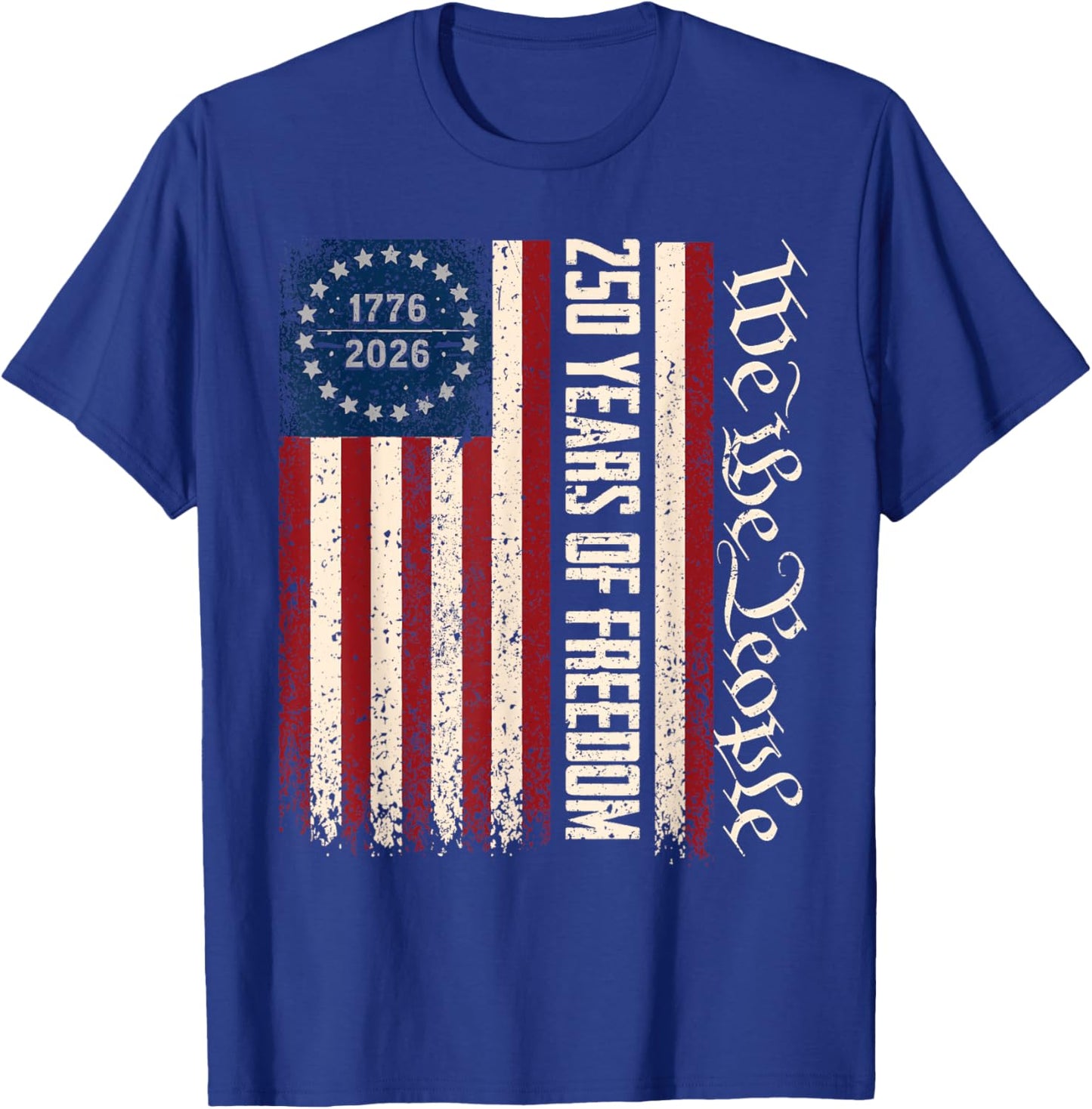Flag Vintage 250 Years American 1776 2026 250th USA Birthday T-Shirt - T-Shirt | Royal