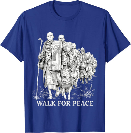 Walk for Peace Monks with Aloka Dog T-Shirt - T-Shirt | Royal