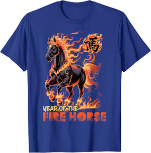 Fire Horse Chinese Zodiac Symbol 2026 Lunar New Year T-Shirt - T-Shirt | Royal