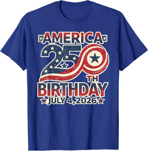 250th Birthday July 4th 1776-2026 USA Anniversary Patriotic T-Shirt - T-Shirt | Royal