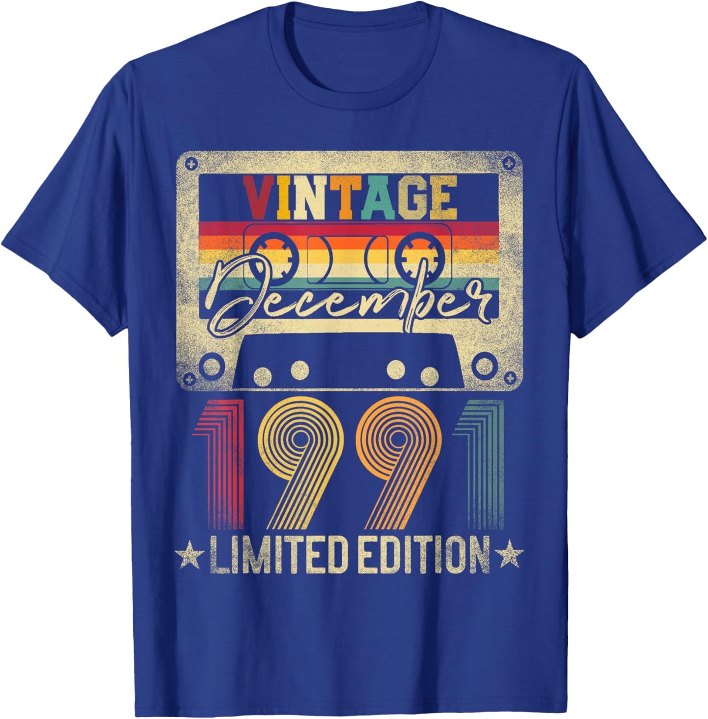 Vintage 1991 December 35 Years Old 35th Birthday Men Women T-Shirt - T-Shirt | Royal
