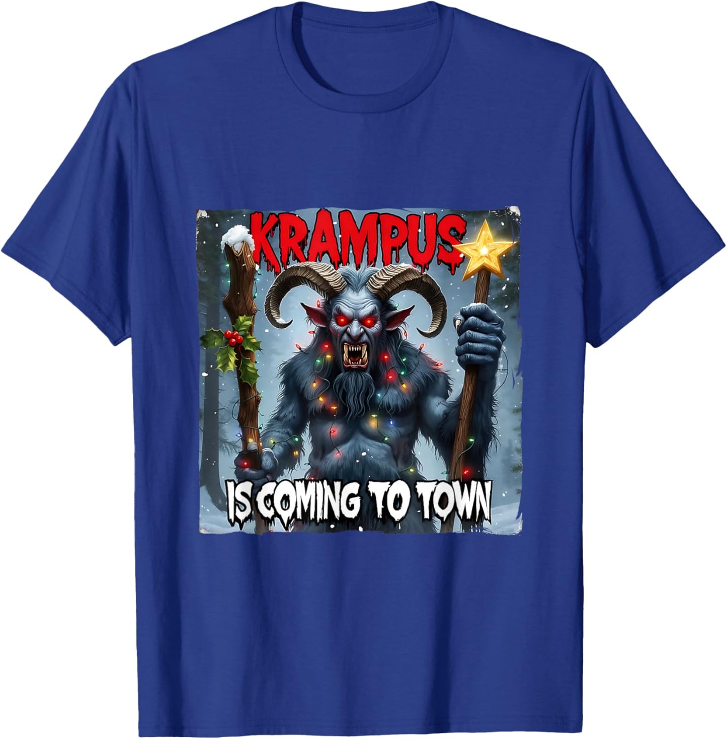 Krampus Coming Town Merry Christmas Gothic Xmas Horror T-Shirt - T-Shirt | Royal