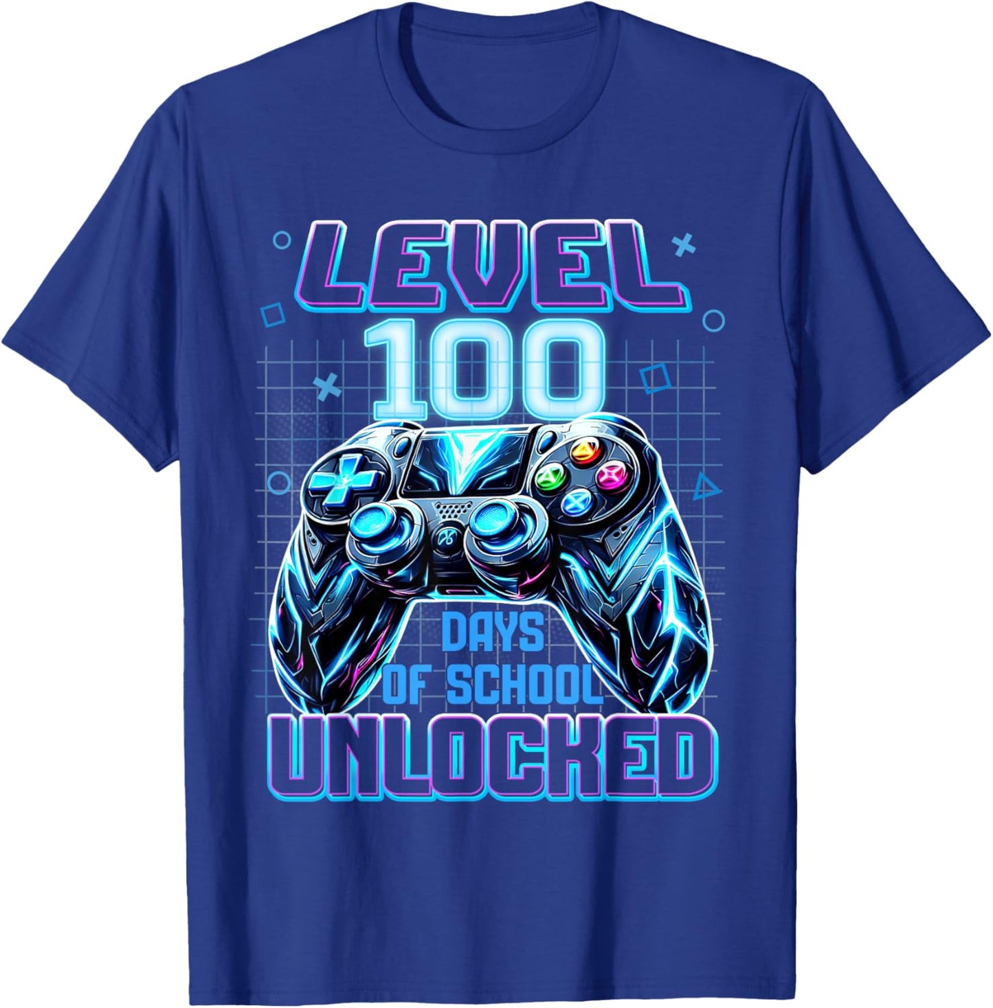Level 100 Days of School Unlocked Video Games Boy Gamer Kids T-Shirt - T-Shirt | Royal
