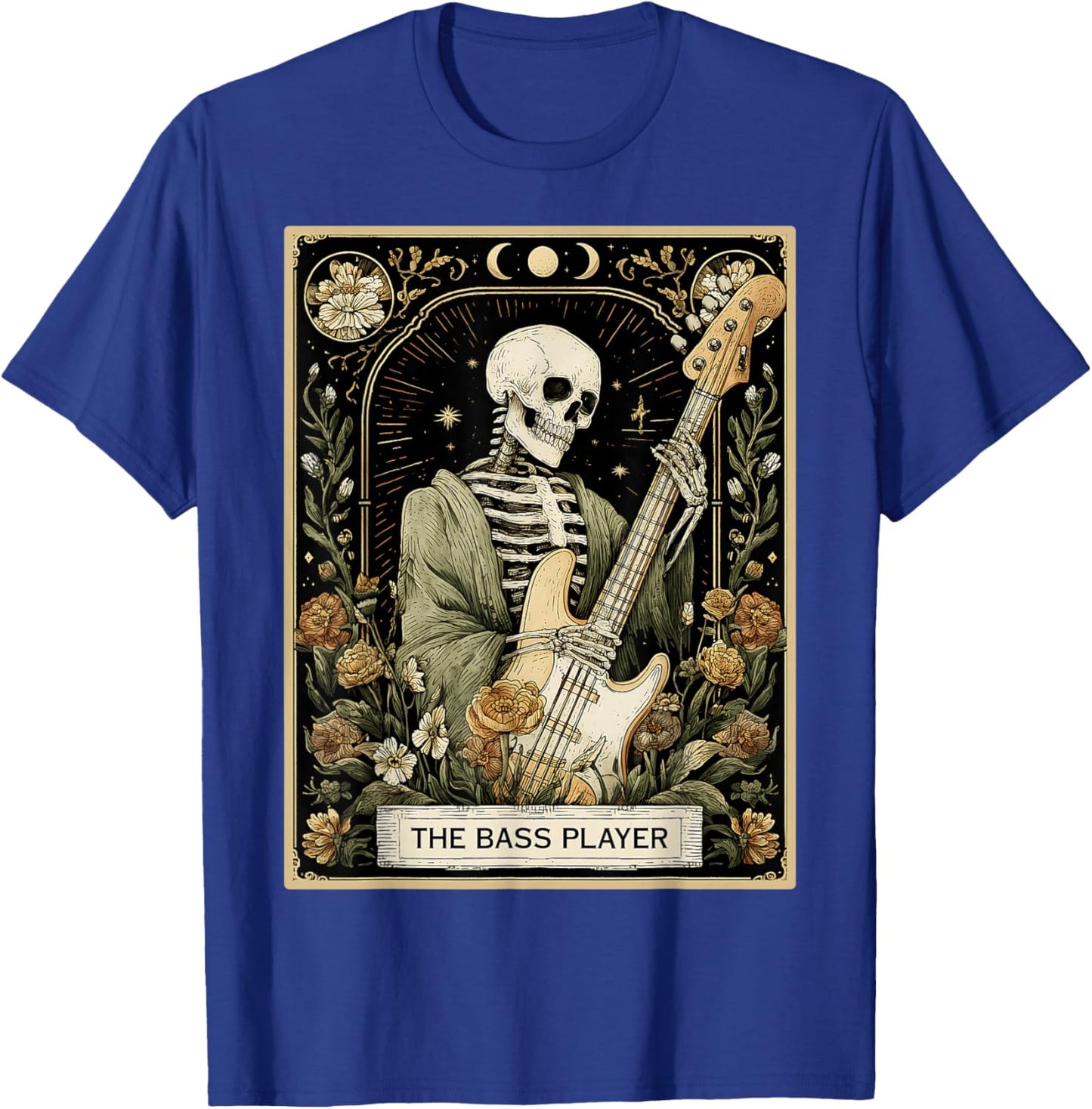 The Bass Player Bassist Guitarist Guitar Tarot Card Skeleton T-Shirt - T-Shirt | Royal