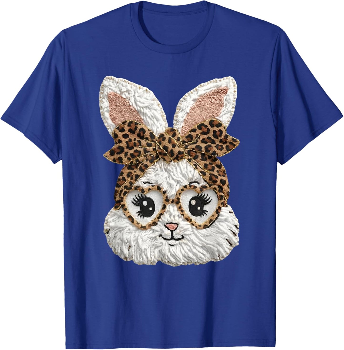 Happy Easter Funny Bunny Glasses Leopard Bandana Rabbit Face T-Shirt - T-Shirt | Royal