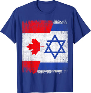 Half Canada Israel Flag Canadian Israelis Pride Roots T-Shirt - T-Shirt | Royal