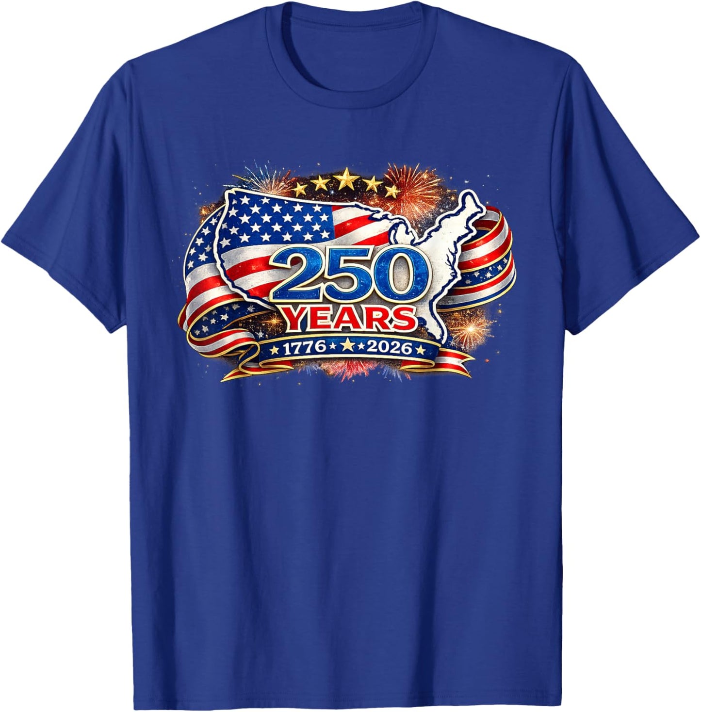 250 Years USA Patriotic 4th of July American Flag T-Shirt - T-Shirt | Royal