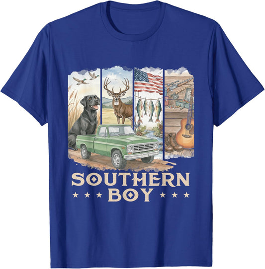 Southern Boy - Lab Hunting Labrador Hunting Dog T-Shirt - T-Shirt | Royal