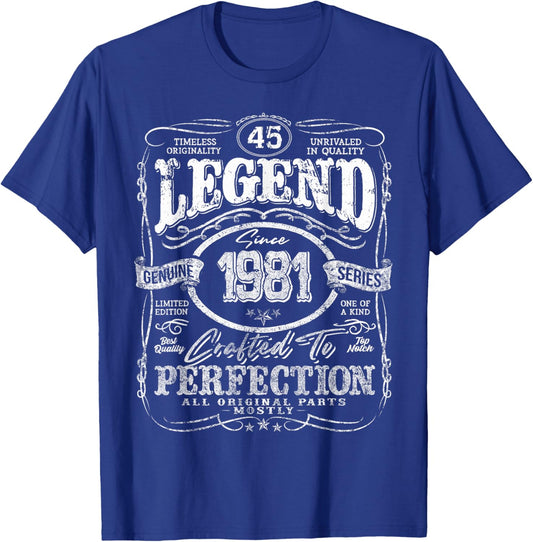 Vintage 1981 Limited Edition Shirt 45 Year Old 45th Birthday T-Shirt - T-Shirt | Royal
