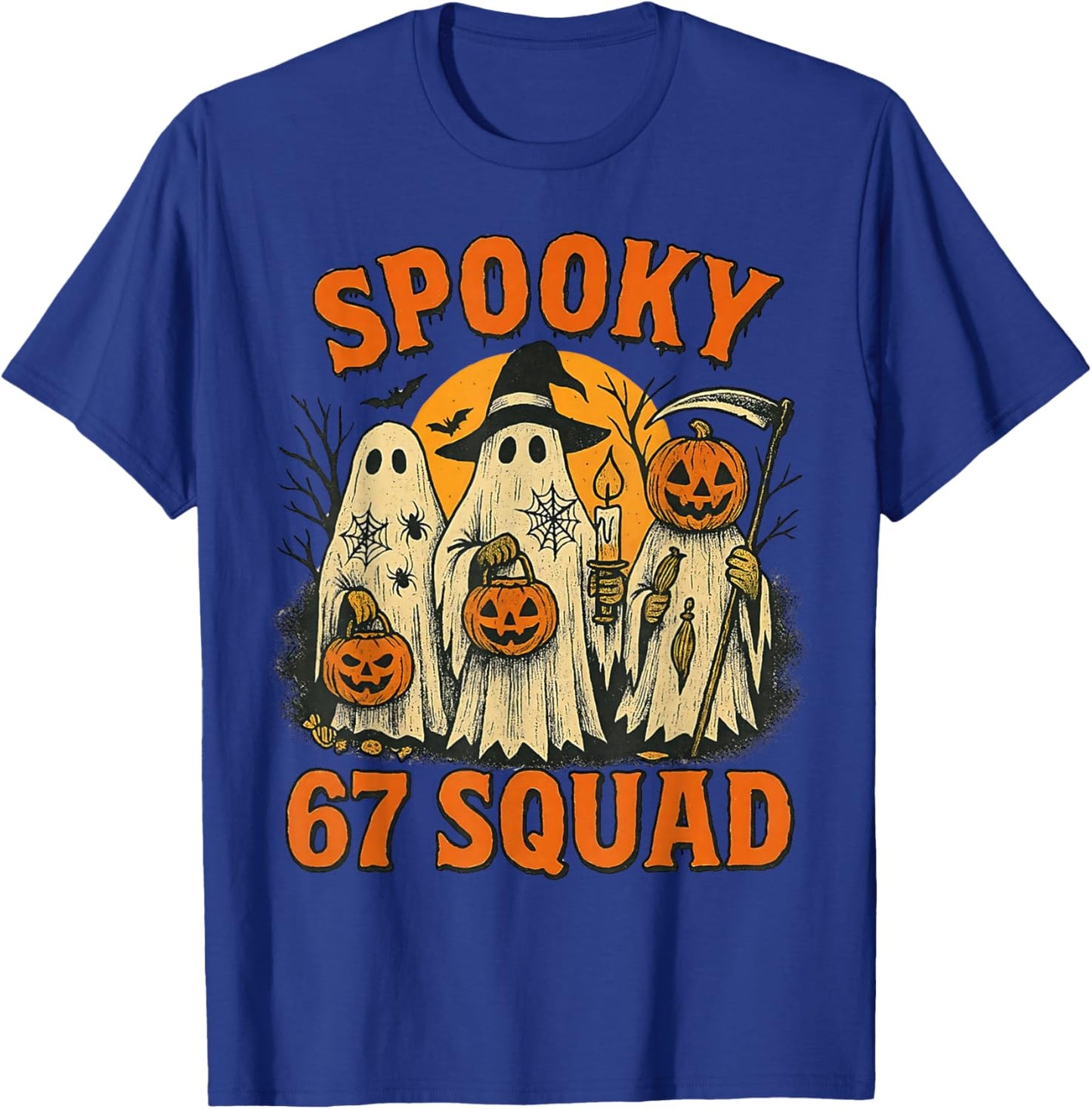 Spooky 67 Squad Funny Halloween Ghost 6 7 Six Seven Boy Kids T-Shirt - T-Shirt | Royal