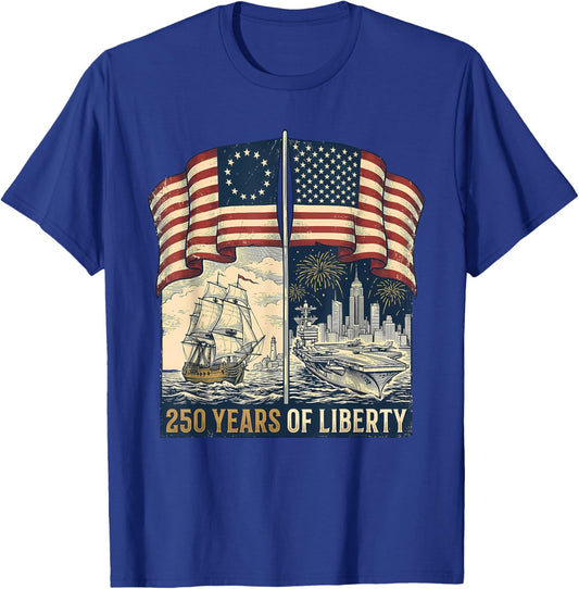 Vintage 250 Years American 1776-2026 250th Birthday USA T-Shirt - T-Shirt | Royal