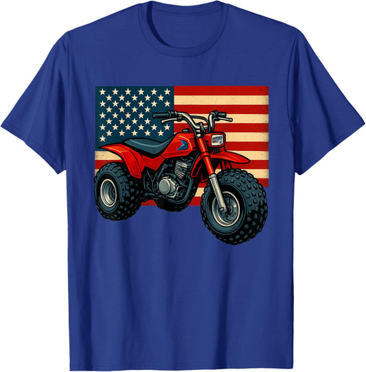 Vintage American Flag 3 Wheeler ATV, ATC T-Shirt - T-Shirt | Royal