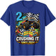 Birthday Monster Truck 2 Year Old Boys 2nd Party Born 2024 T-Shirt - T-Shirt | Royal