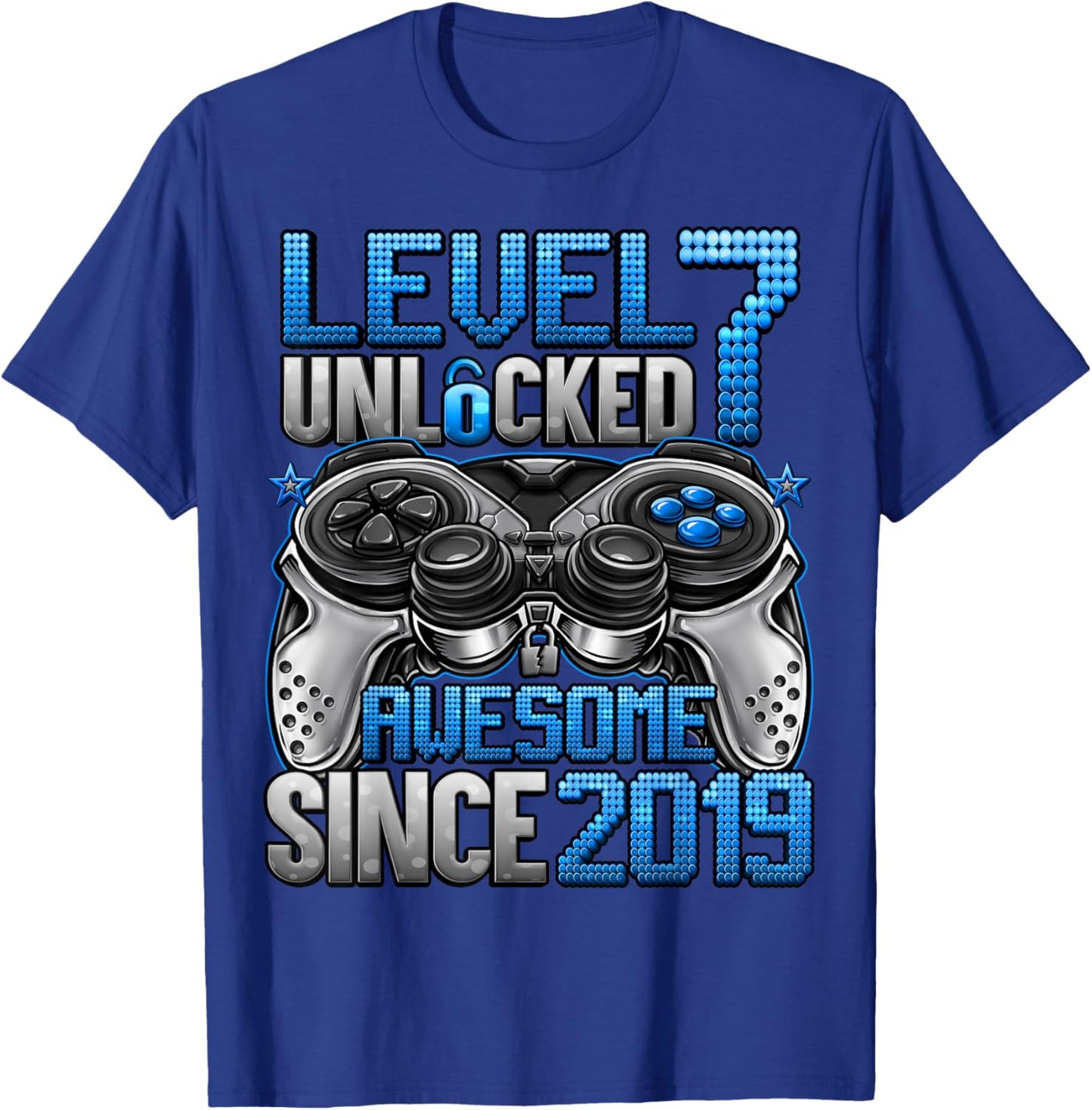 Level 7 Unlocked 7 Year Old Gifts for Boys 7th Birthday Boy T-Shirt - T-Shirt | Royal