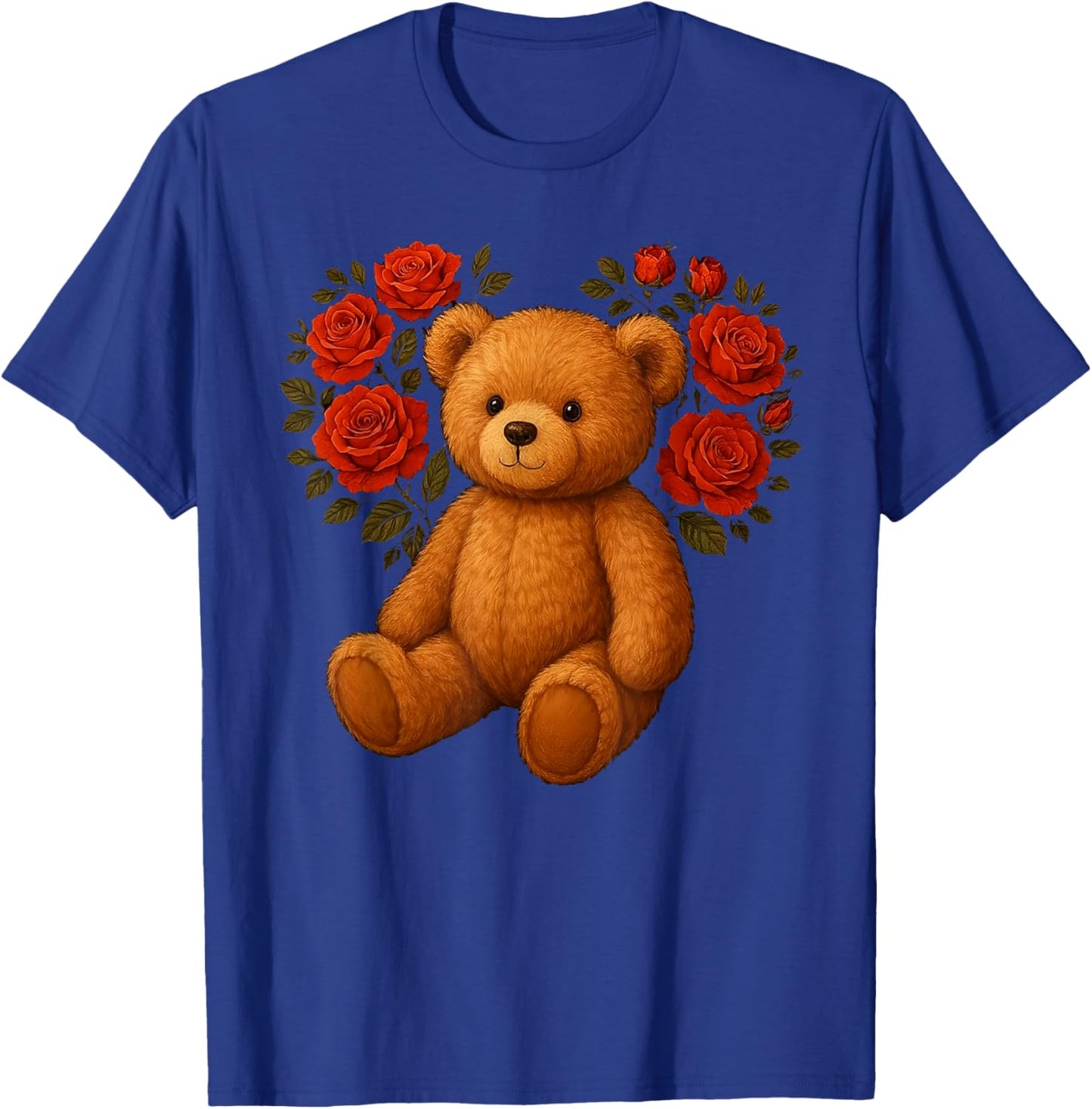 Cute Teddy Bear Valentines Floral Heart Funny Bear Lovers T-Shirt - T-Shirt | Royal