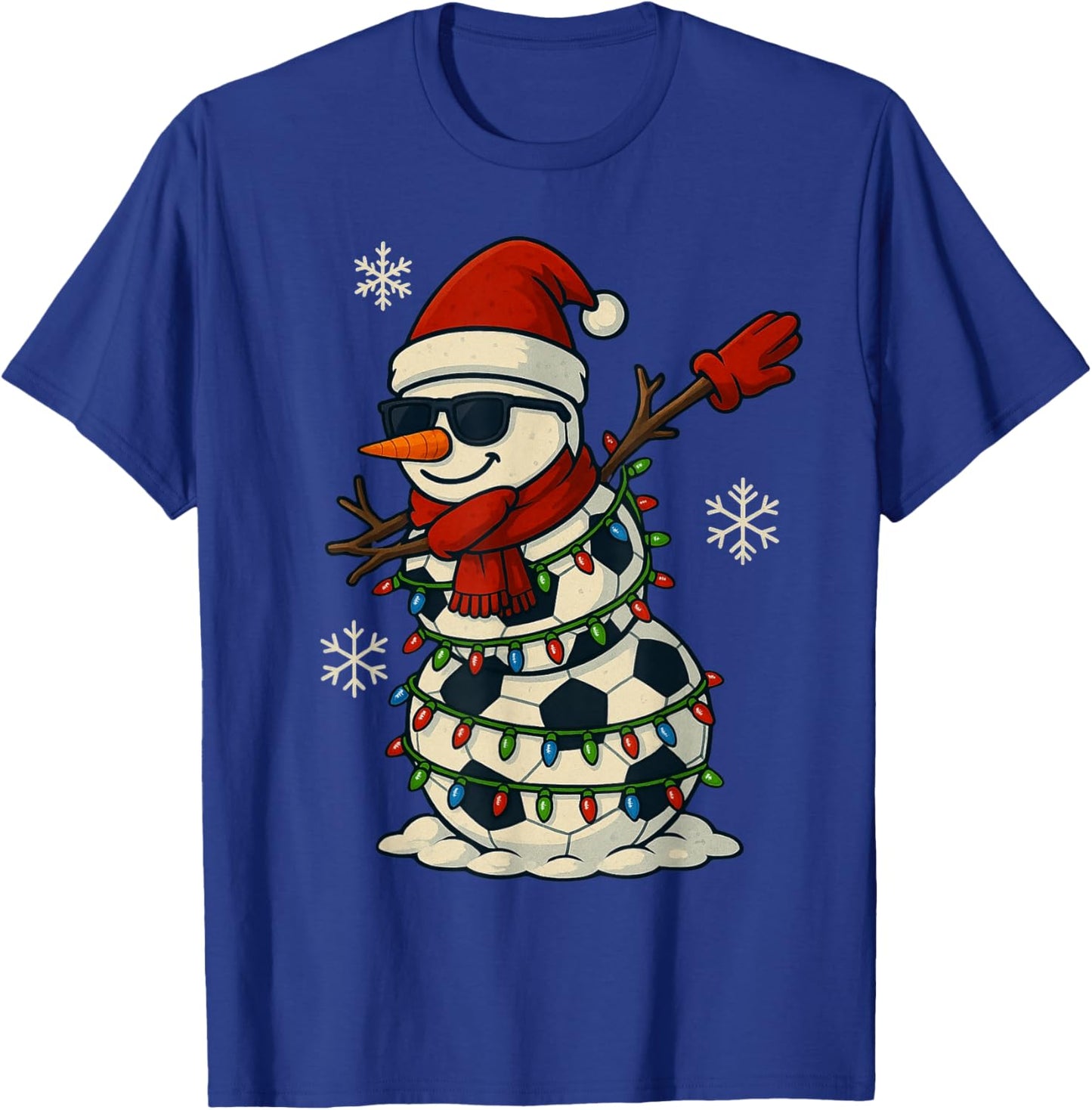 Soccer Balls Snowman Dabbing Funny Christmas Cute Boys Kids T-Shirt - T-Shirt | Royal