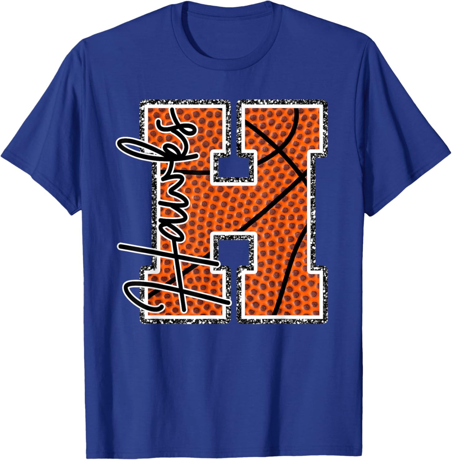 Hawks Basketball Mom Letter Hawk Pride Game Day School T-Shirt - T-Shirt | Royal