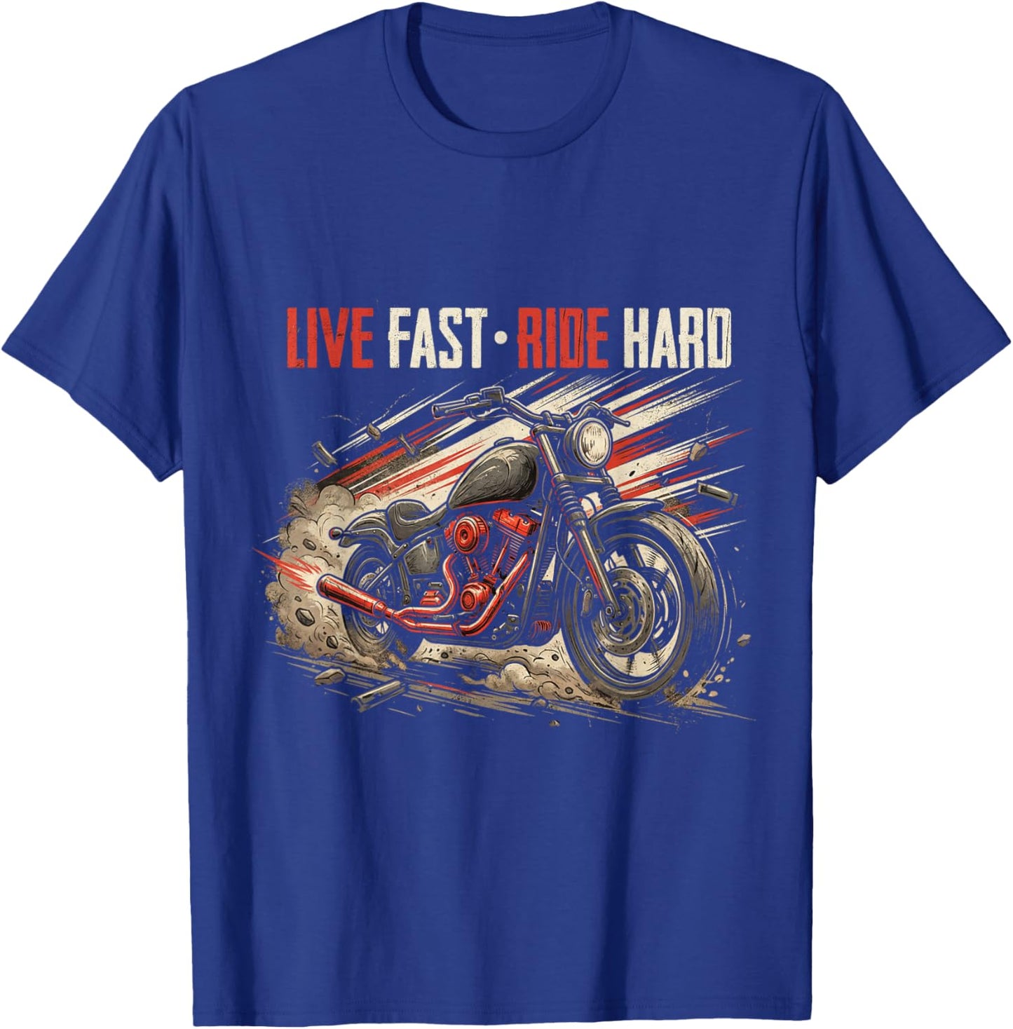 Brutal Motorcycle Rider Biker Lifestyle Gift Ride Hard T-Shirt - T-Shirt | Royal