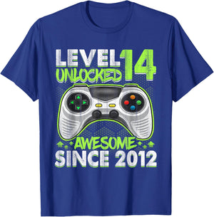 Level 14 Unlocked 14th Birthday Boys Video Gamer 14 Year Old T-Shirt - T-Shirt | Royal