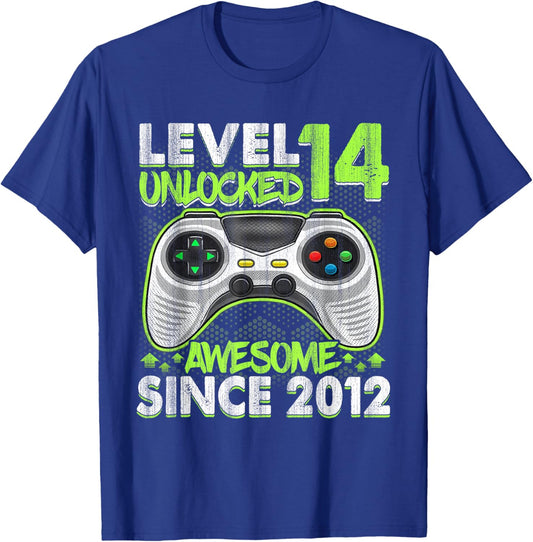 Level 14 Unlocked 14th Birthday Boys Video Gamer 14 Year Old T-Shirt - T-Shirt | Royal