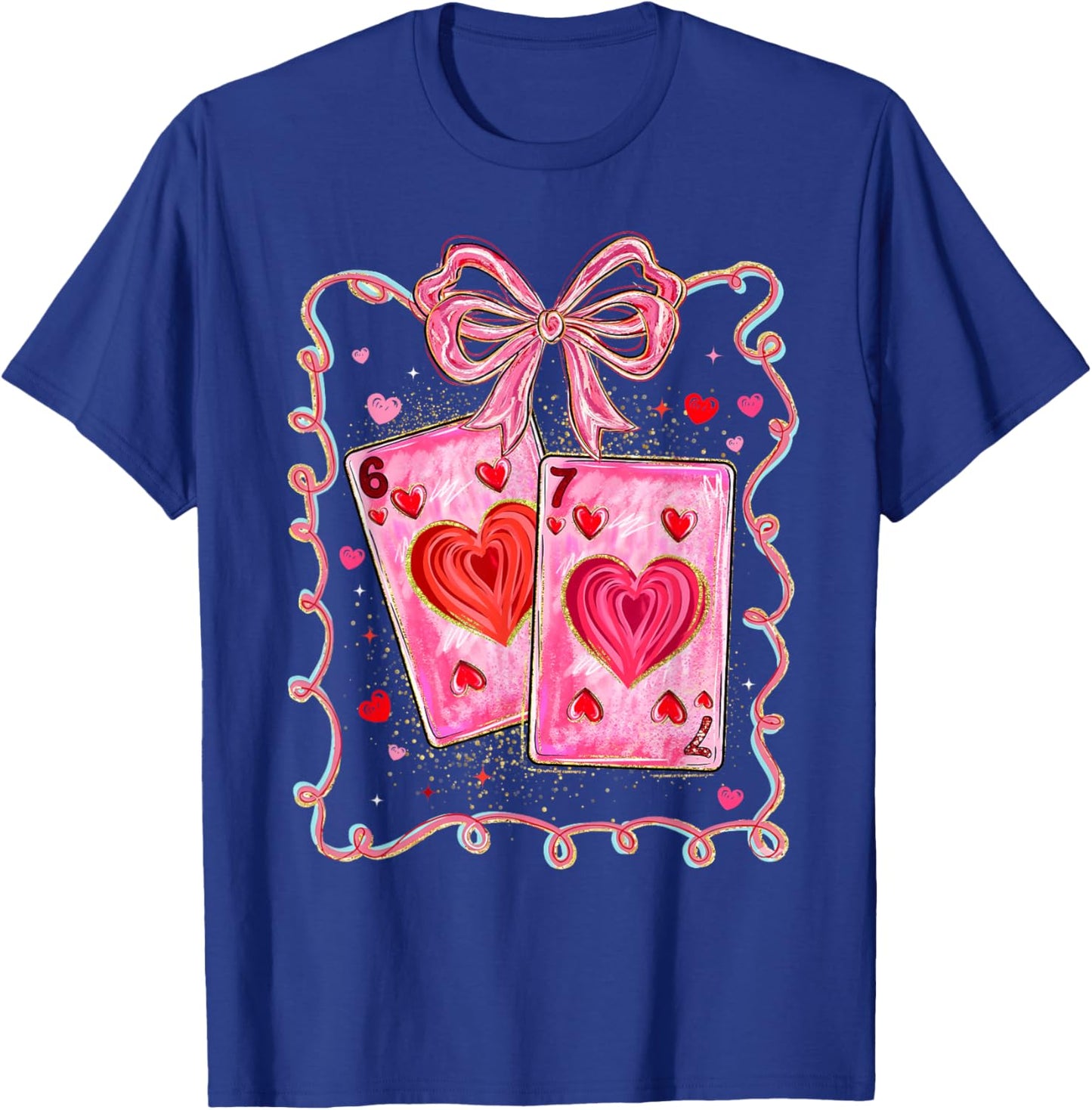 Valentine Funny 67 Meme Playing Cards Coquette Bow Women Kid T-Shirt - T-Shirt | Royal