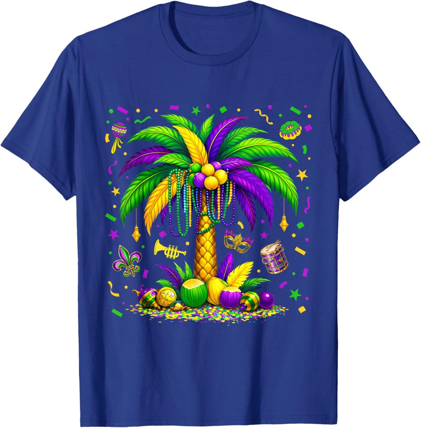 Palm Tree Hawaiian Tropical Party Mardi Gras Men Women Kids T-Shirt - T-Shirt | Royal