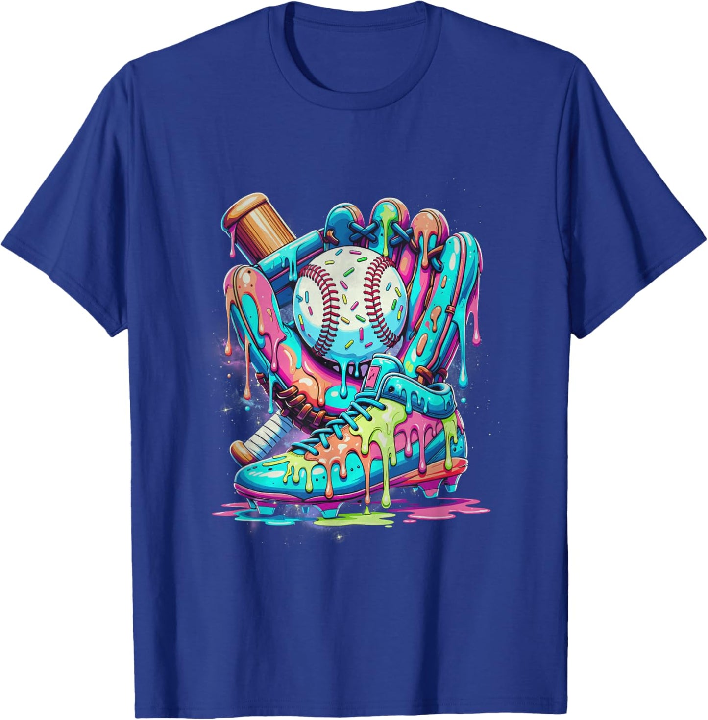 Ice Cream Dripping Baseball Drip Boys Graphic Baseball Drip T-Shirt - T-Shirt | Royal
