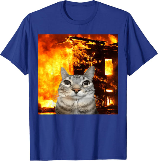 Funny Cat Meme Boys Girls Kids Women Men Teens Silly Graphic T-Shirt - T-Shirt | Royal