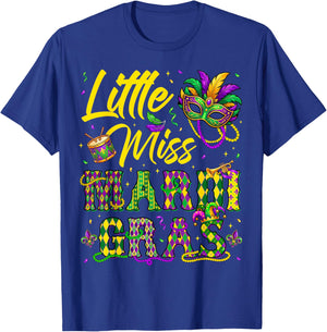Miss Mardi Gras Mask Bead Girl Kid Toddler Carnival Costume T-Shirt - T-Shirt | Royal