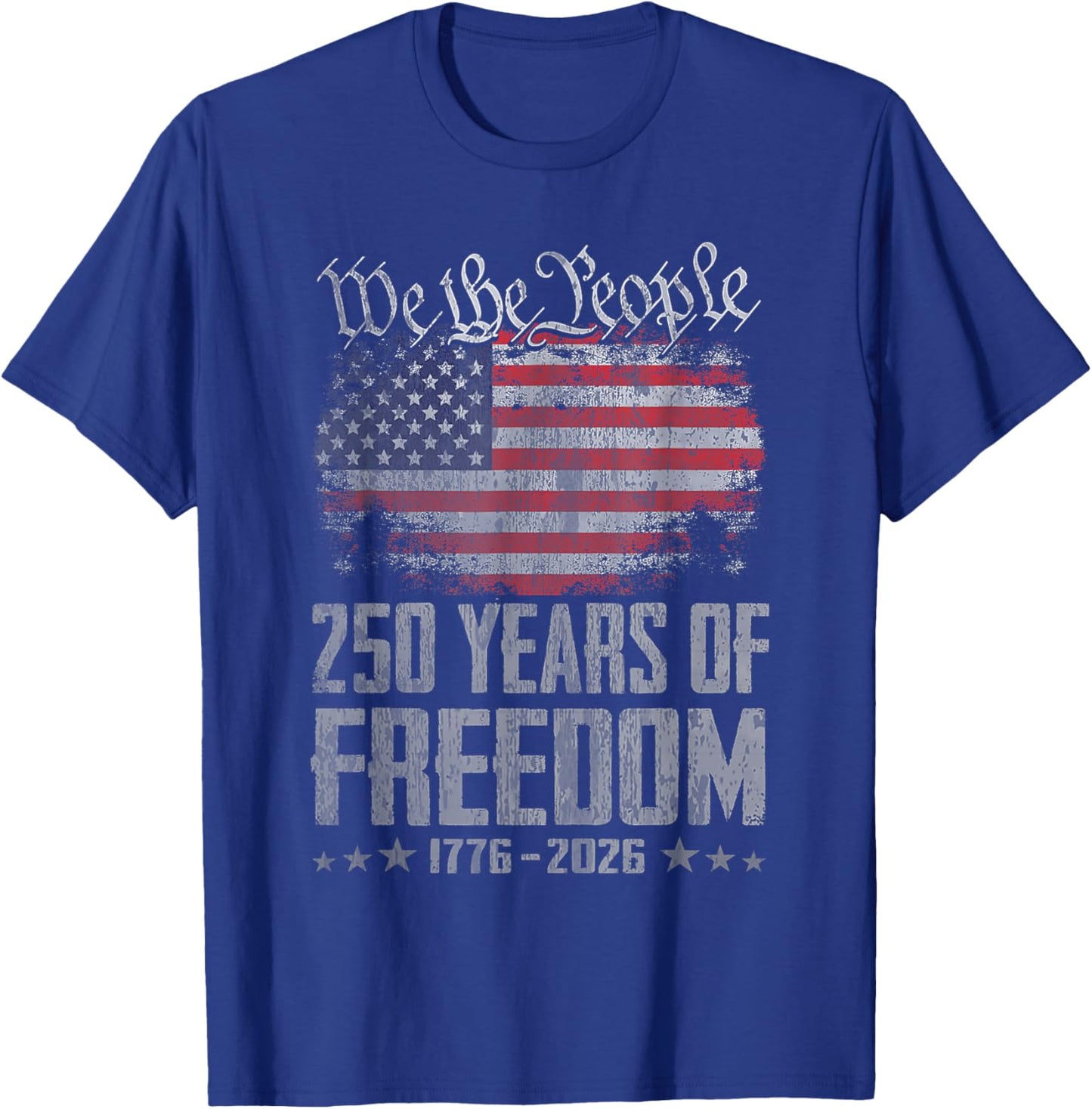 250 Years 1776 2026 250th Vintage American Flag 4th of July T-Shirt - T-Shirt | Royal