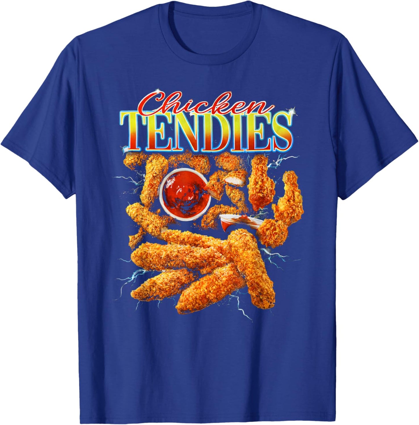Vintage Chicken Tendies Bootleg Rap Retro 90s Junk Food T-Shirt - T-Shirt | Royal