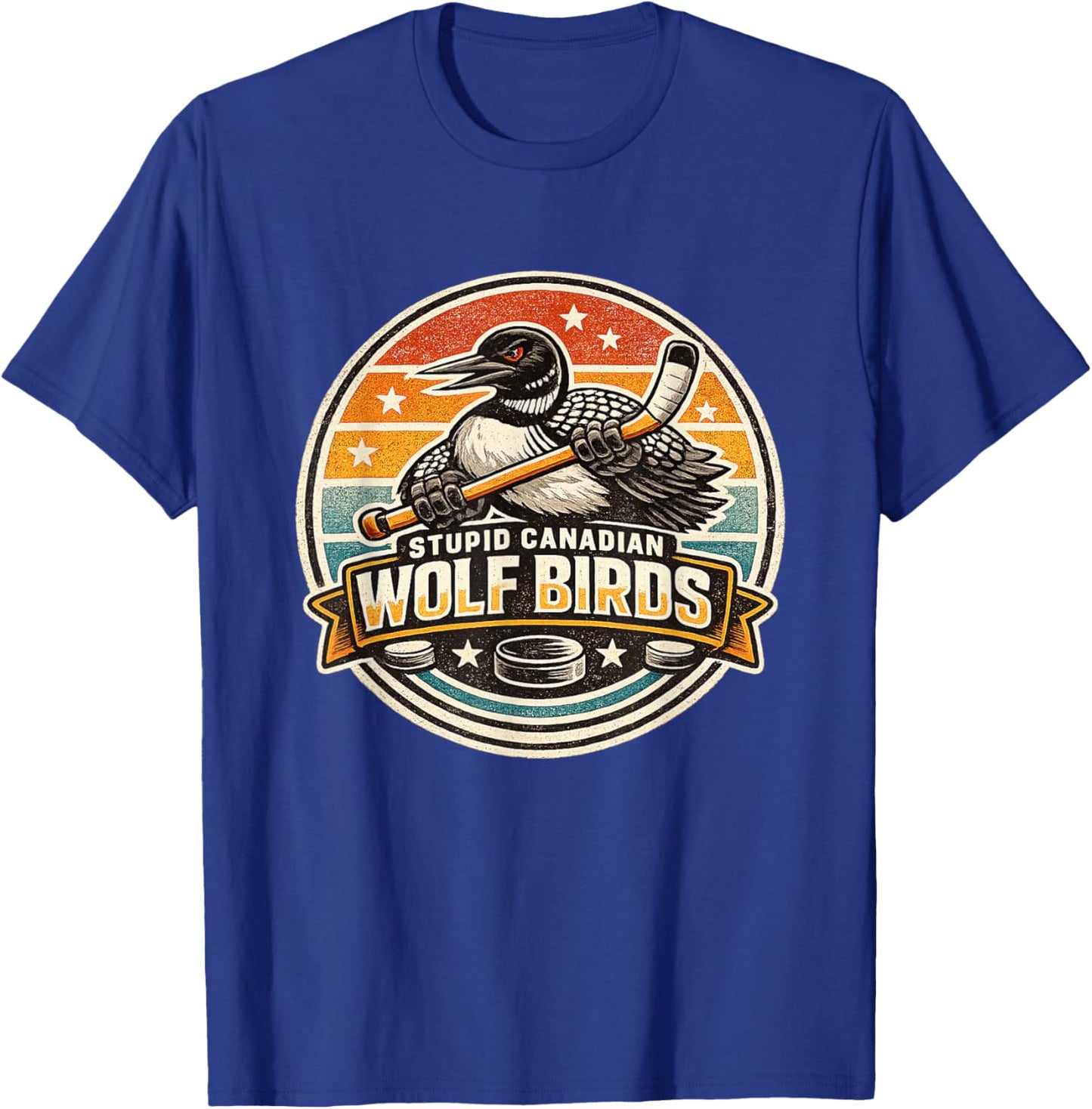 Stupid Canadian Wolf Bird Heated Hookey Loon Meme Vintage T-Shirt - T-Shirt | Royal