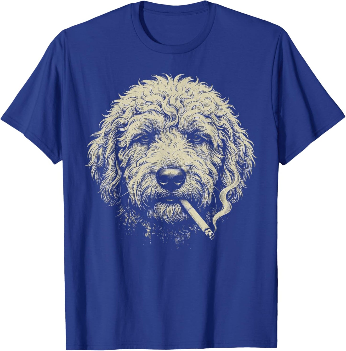 Funny Golden Doodle Smoking Cigarette Meme Vintage Graphic T-Shirt - T-Shirt | Royal