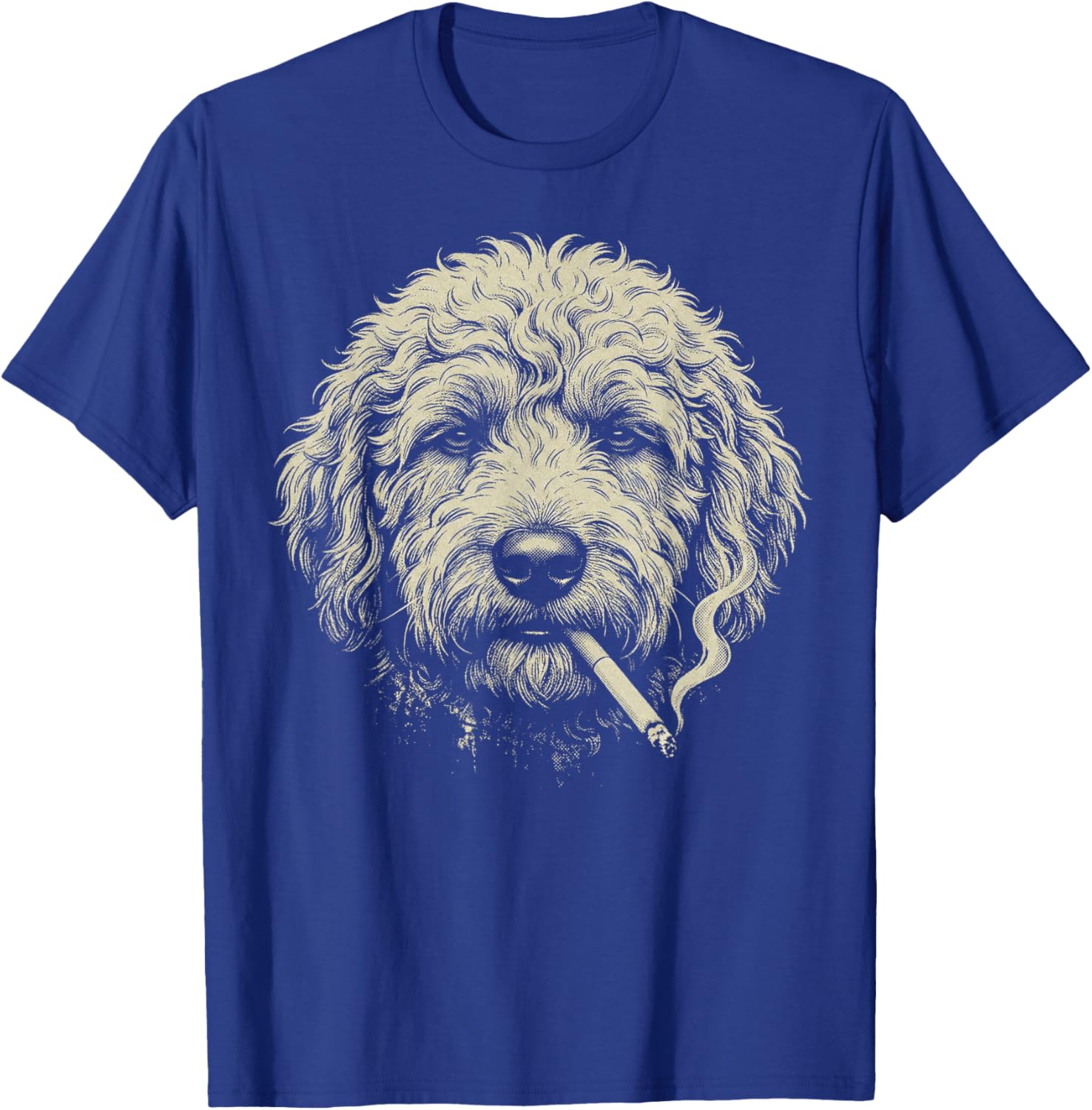 Funny Golden Doodle Smoking Cigarette Meme Vintage Graphic T-Shirt - T-Shirt | Royal