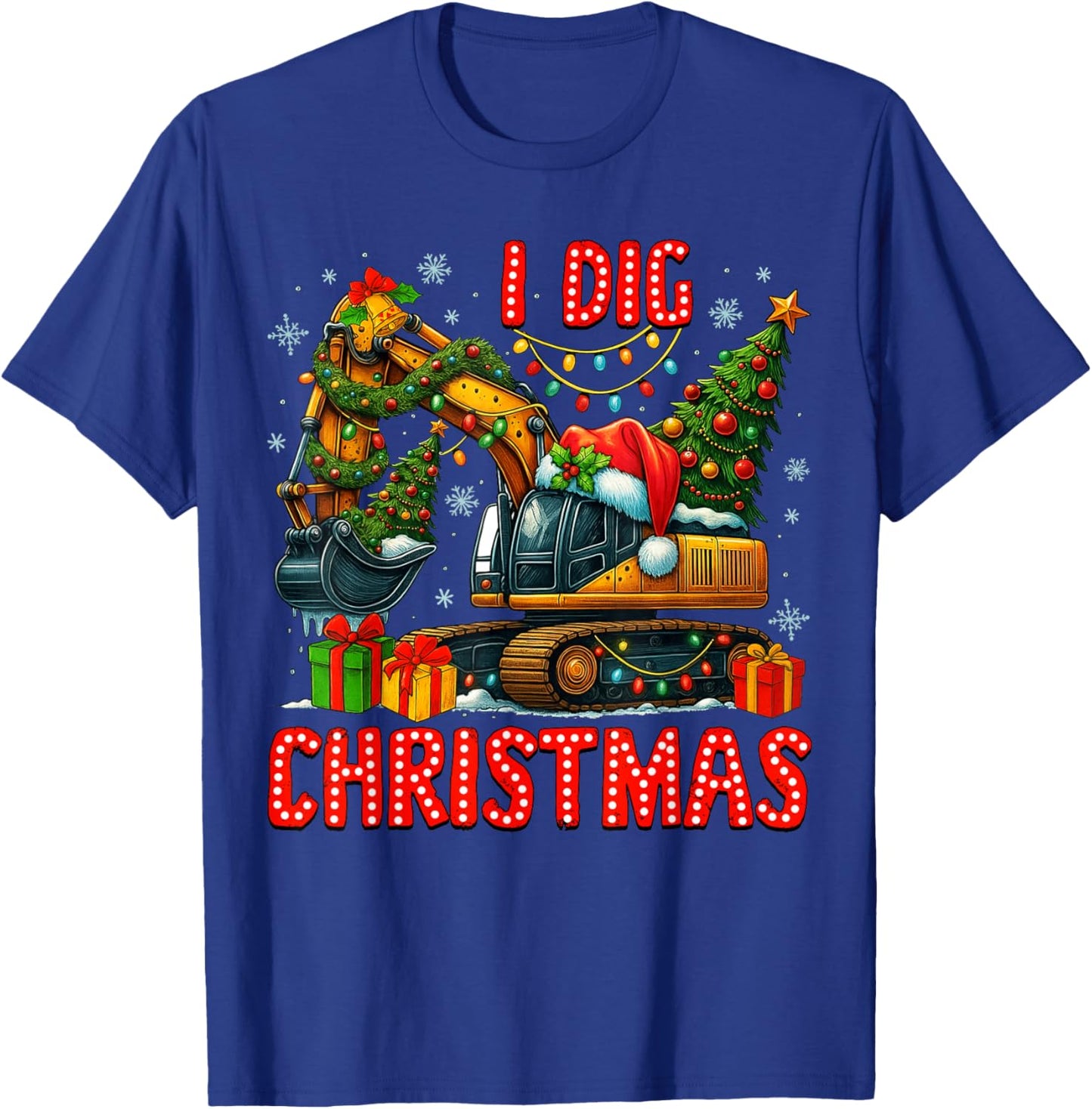 I Dig Christmas Excavator Xmas Santa Toddlers Boys Kids T-Shirt - T-Shirt | Royal