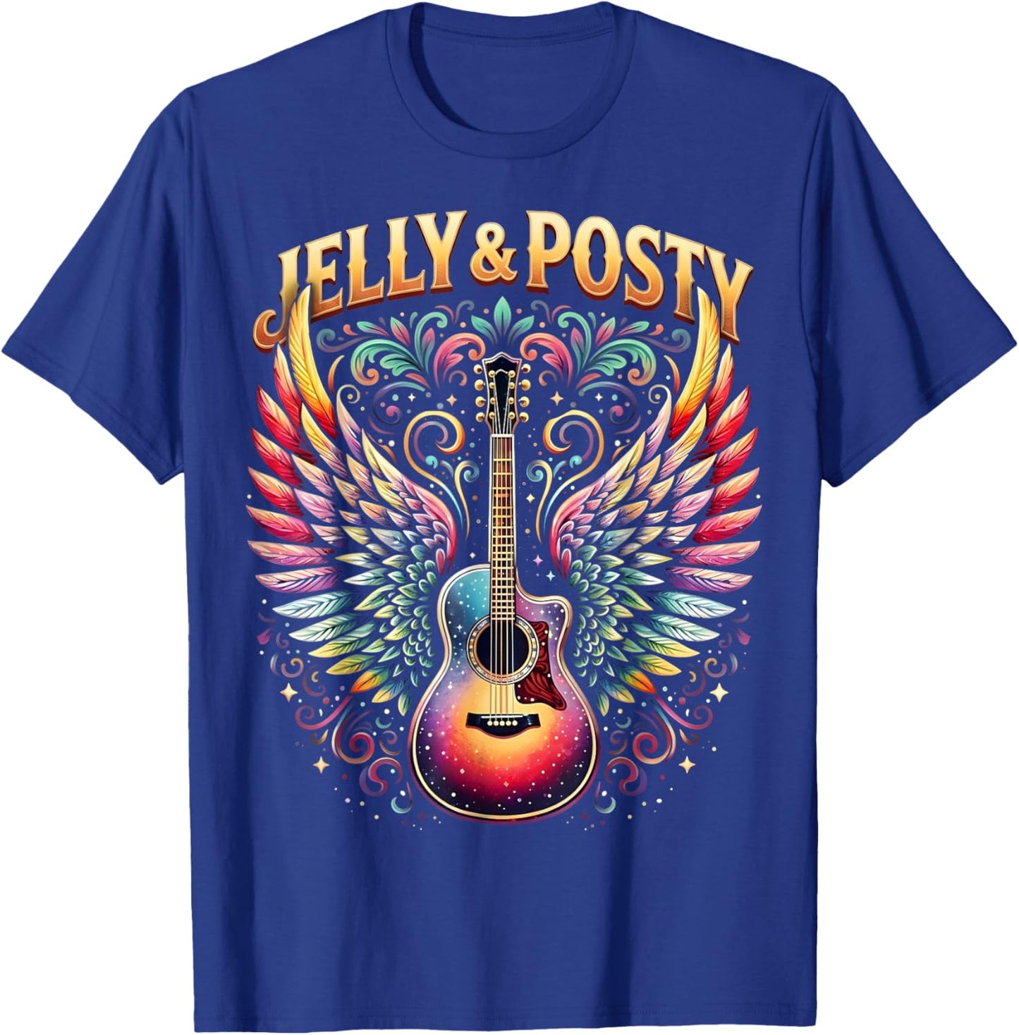 Vintage Jelly and Posty Acoustic Guitar Retro Women T-Shirt - T-Shirt | Royal