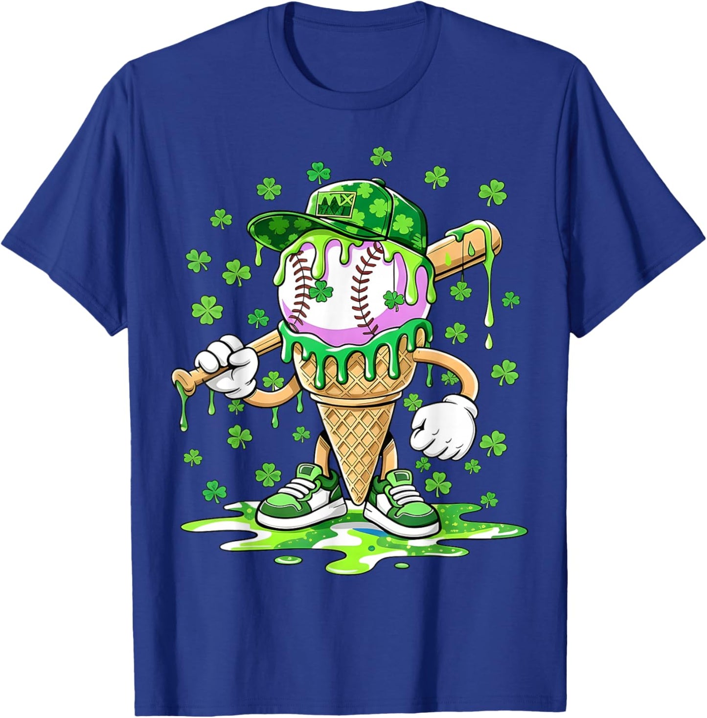 Kids Baseball Drip Ice Cream Apparel Boys St Patrick Day T-Shirt - T-Shirt | Royal