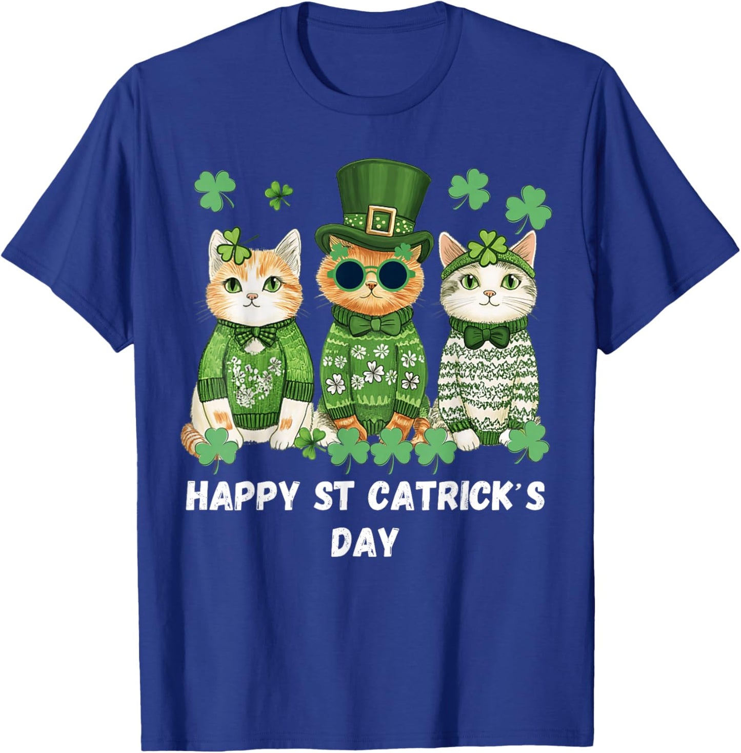 Happy St Patrick’s Cats Cute Cat St Patrick’s Day T-Shirt - T-Shirt | Royal