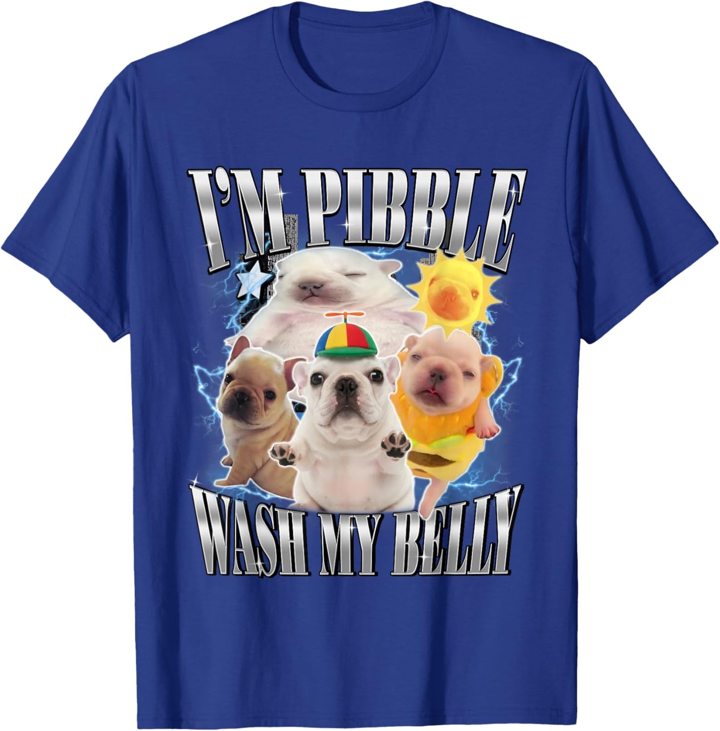Funny Pibble Dog Meme Brainrot Wash My Belly T-Shirt - T-Shirt | Royal
