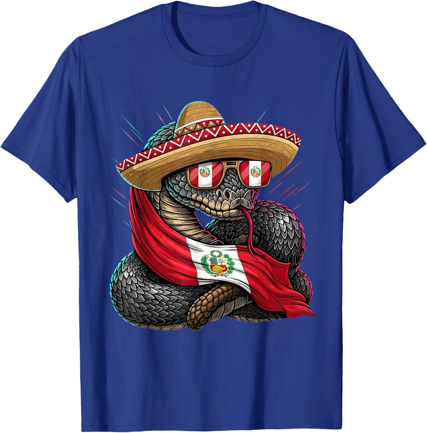 Peru Flag Snake Peruvian Roots Peruvian Flag Peruvian Pride T-Shirt - T-Shirt | Royal