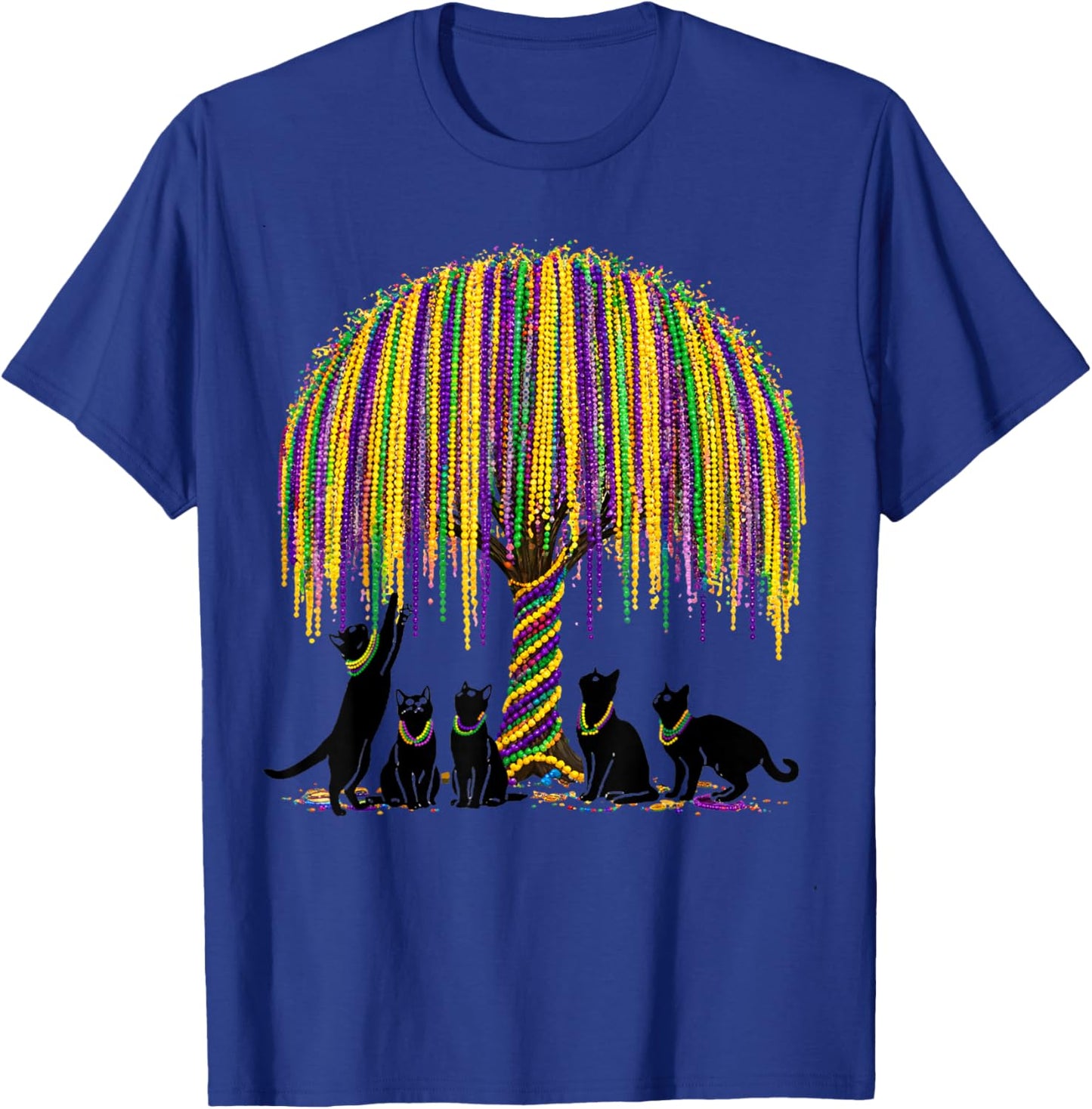 Funny Curious Cats Mardi Gras Outfit Kids Teens T-Shirt - T-Shirt | Royal