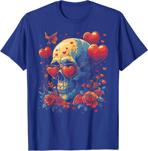 Skull Skeleton - Valentine's Day Funny Heart Love T-Shirt - T-Shirt | Royal