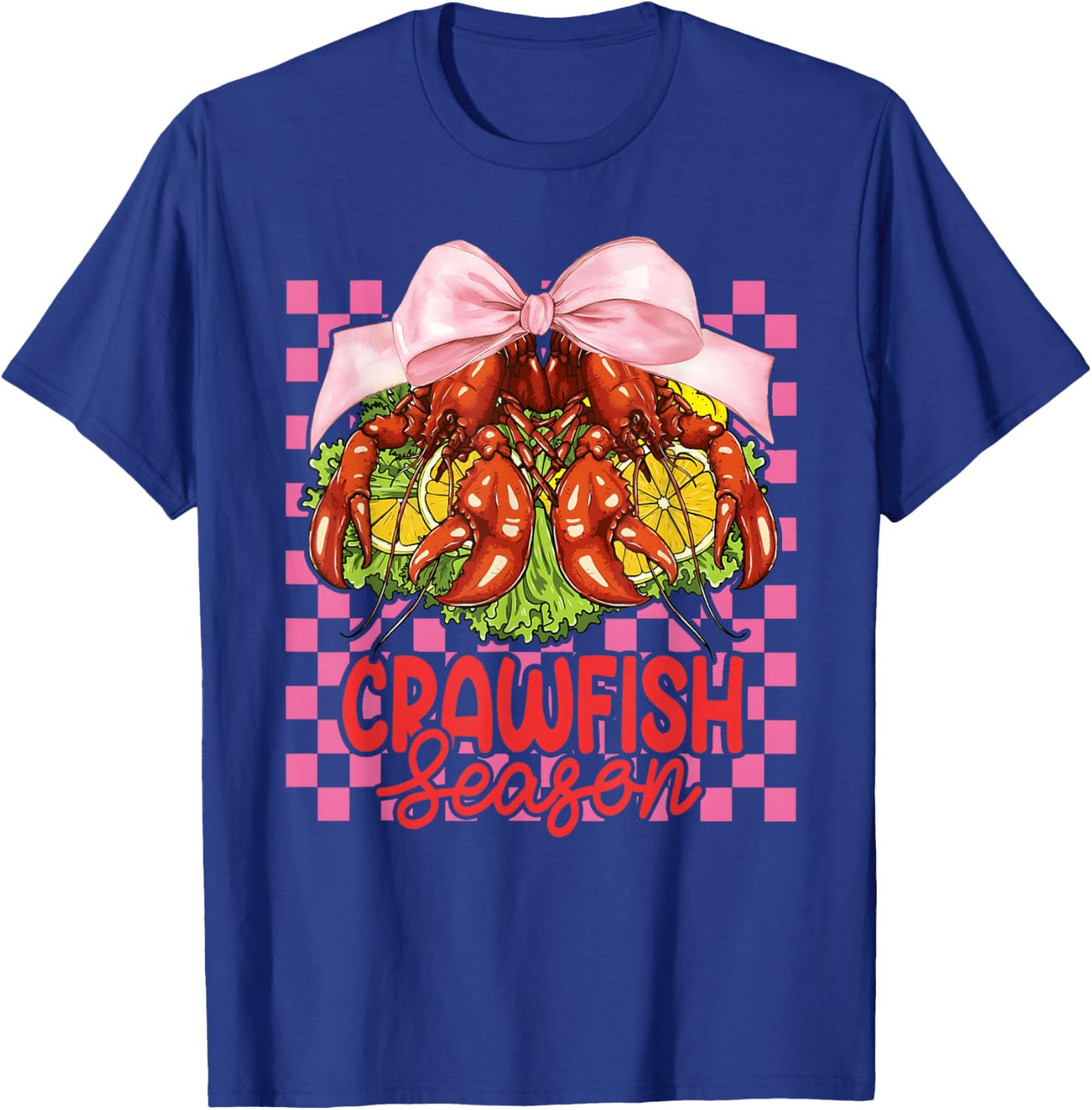 Mardi Gras Crawfish Season Coquette Bow Girl Women Kid T-Shirt - T-Shirt | Royal