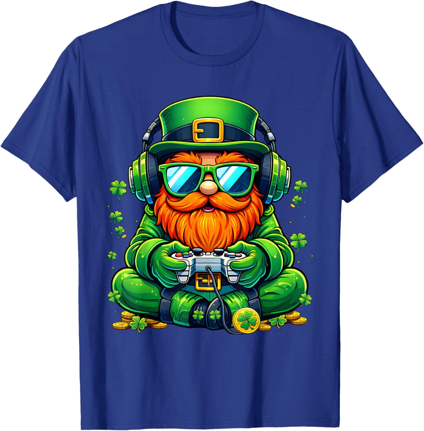 Funny Leprechaun Irish Gaming Shamrock St Patricks Men Boy T-Shirt - T-Shirt | Royal