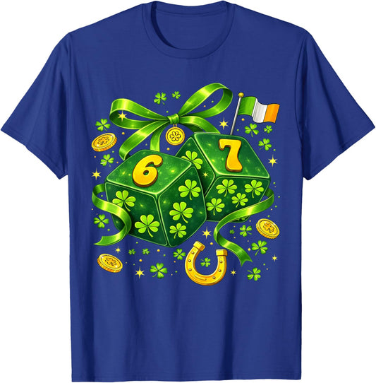 St Patricks Day Six Seven Coquette Dice 6 7 Meme Women Girls T-Shirt - T-Shirt | Royal