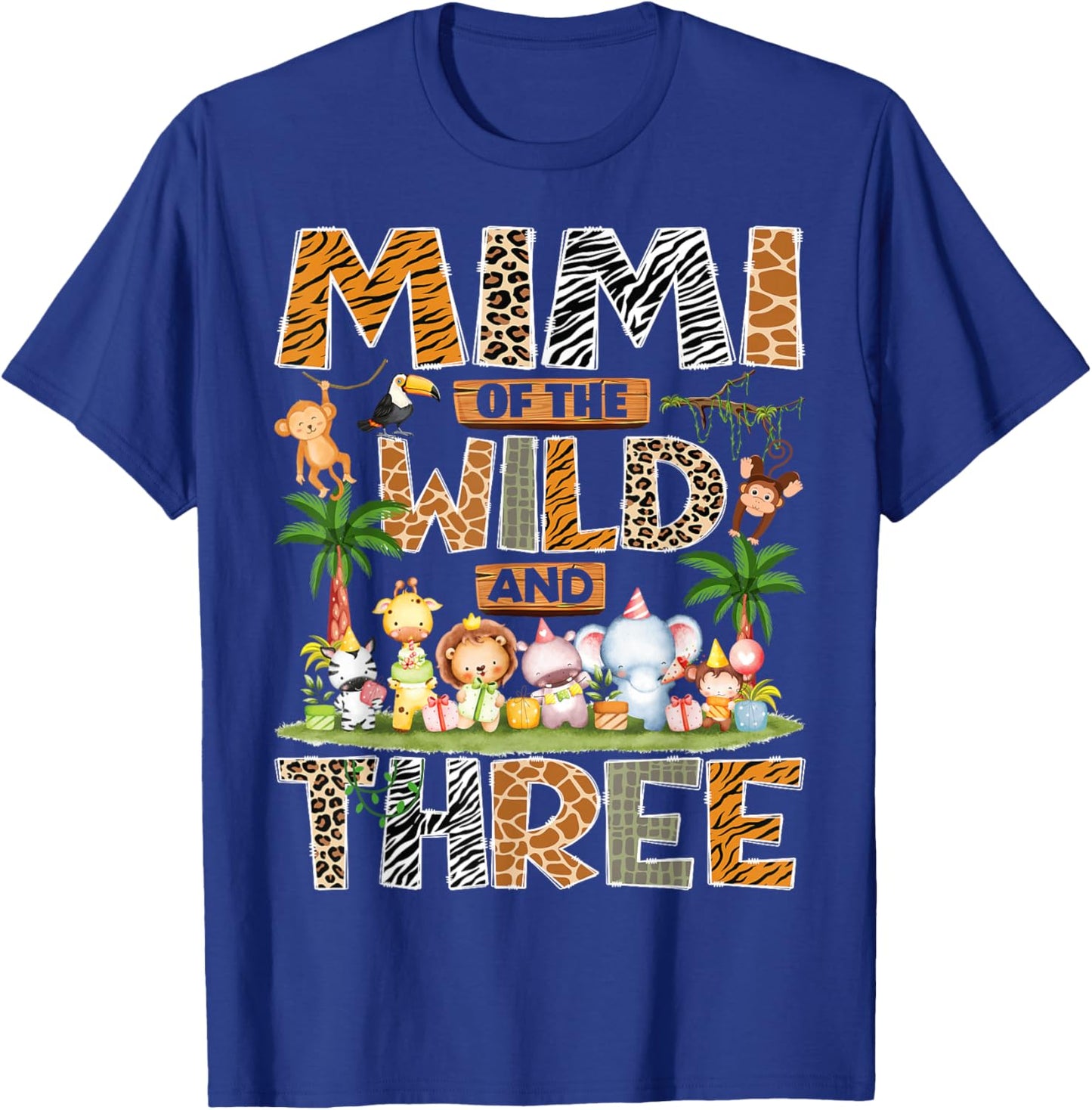 Mimi of The Wild & Three 3rd Birthday Boy Safari Jungle T-Shirt - T-Shirt | Royal