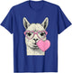Cute Alpaca Blowing Pink Valentine Heart Bubble Gum T-Shirt - T-Shirt | Royal