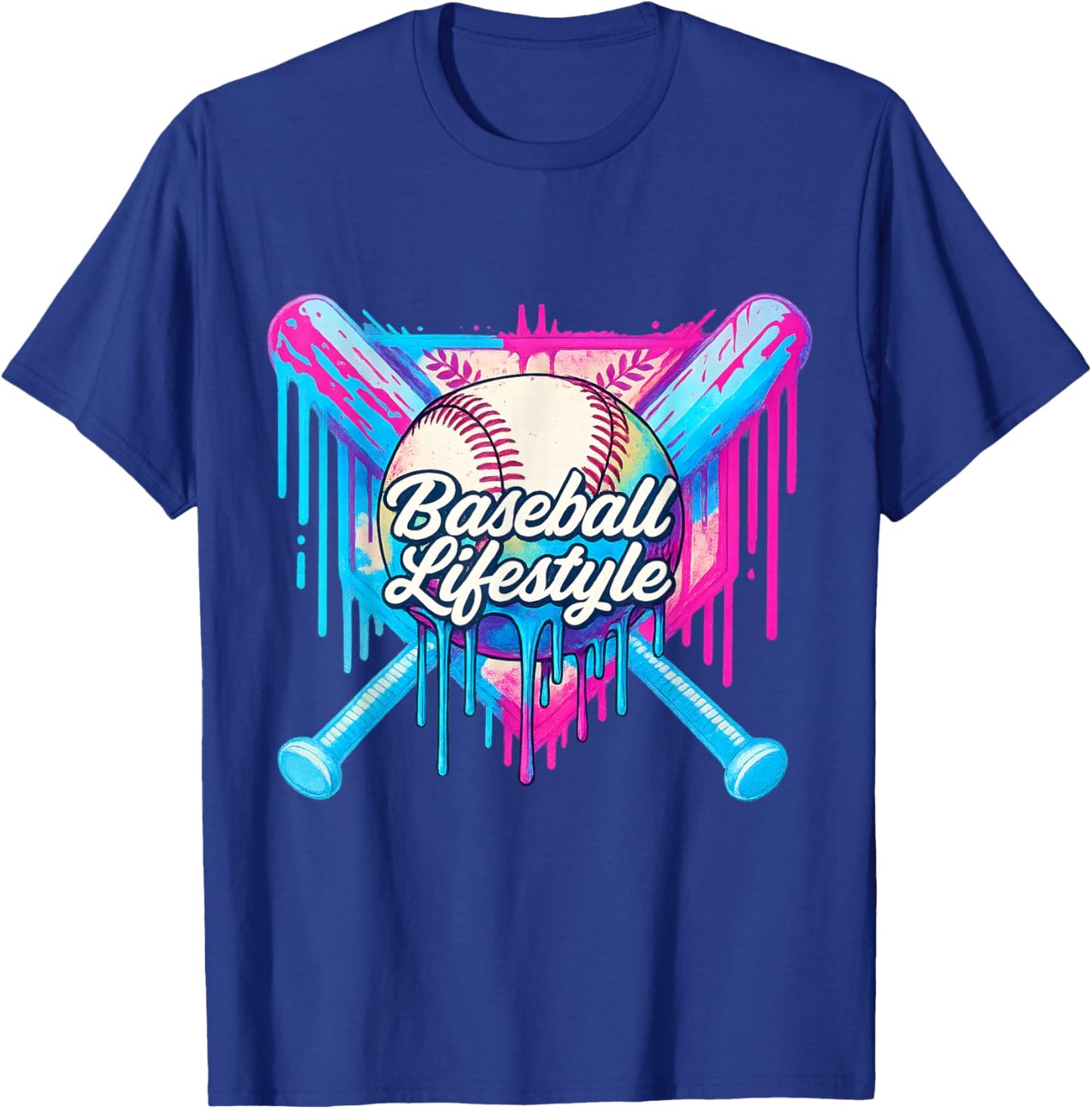 Baseball Life Style 101 Apparel Youth Drip Baseball T-Shirt - T-Shirt | Royal